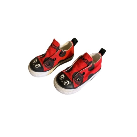 Converse Red and Black Ladybug Sneakers - Baby Size 4 - Picture 1 of 8